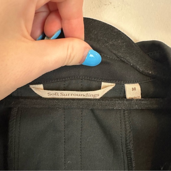 Soft Surroundings | Black Button Down Jersey Material Shirt Tunic Size Medium - Picture 3 of 6